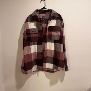 H&M Burgundy and Cream Checkered Shirt